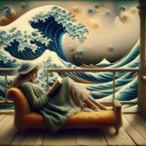 A woman sitting on a bench with a book